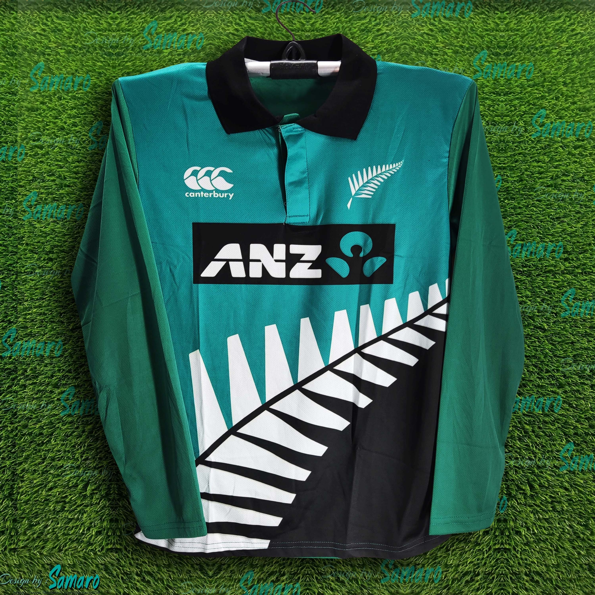 Picture of New Zealand Full Sleeve Polo Cricket jersey For Men - New Zealand Jersey 2024-25