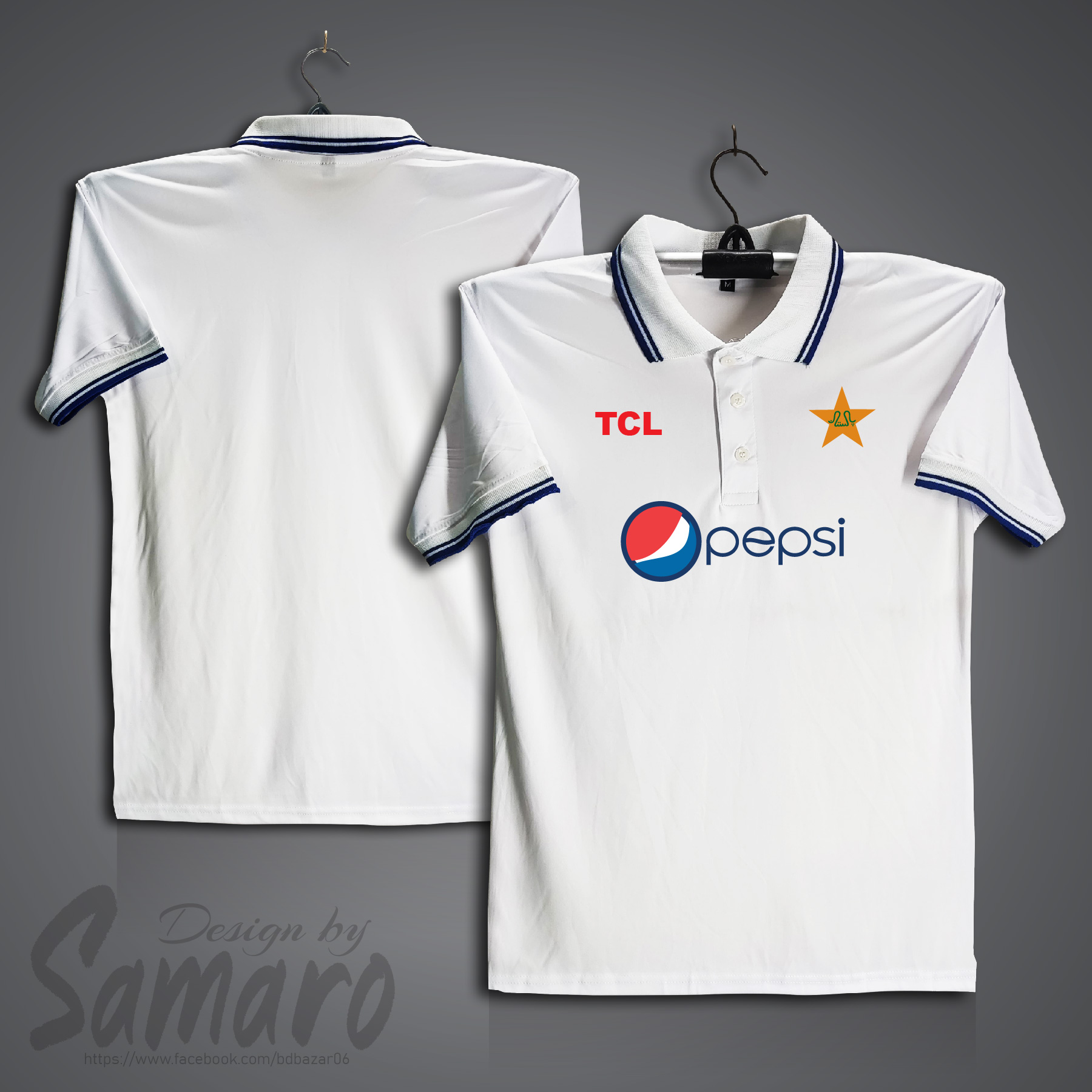 Picture of Pakistan Test Short Sleeve Polo Cricket Jersey For Men - PP Micro Collar Polo Jersey - Pakistan Cricket Jersey