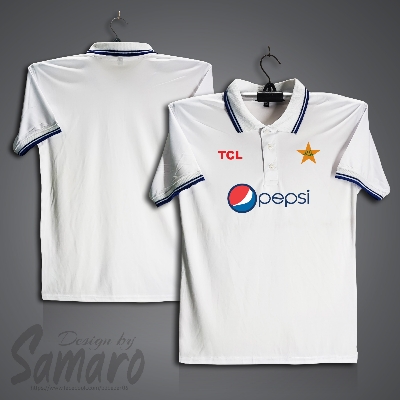 Picture of Pakistan Test Short Sleeve Polo Cricket Jersey For Men - PP Micro Collar Polo Jersey - Pakistan Cricket Jersey