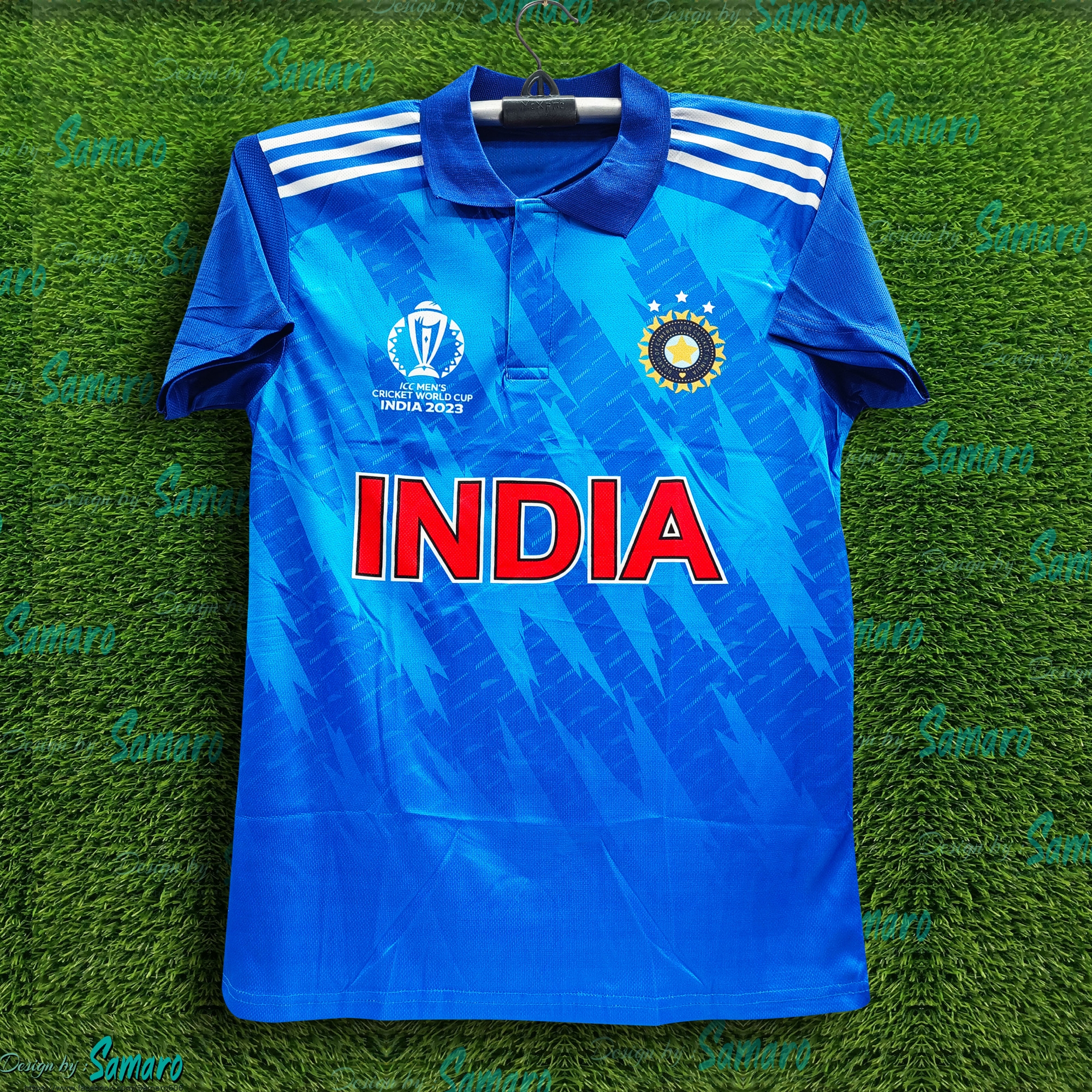 Picture of India World Cup Jersey - Short Sleeve Polo Jersey For Men - India Cricket Jersey 2024-25