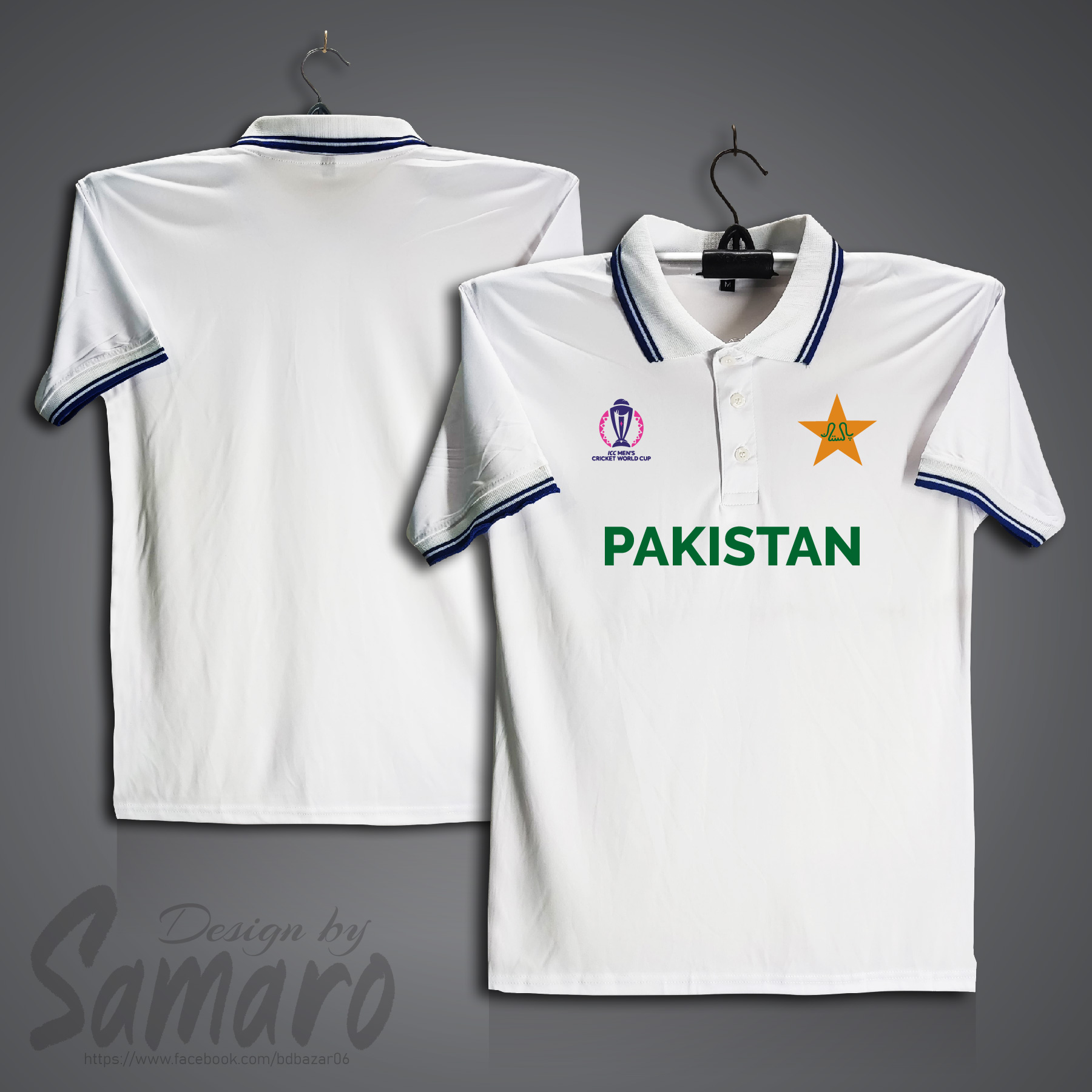 Picture of Pakistan icc Man's Cricket world Jersey - Pakistan Short Sleeve Polo Cricket Jersey For Men - Pakistan Cricket Jersey