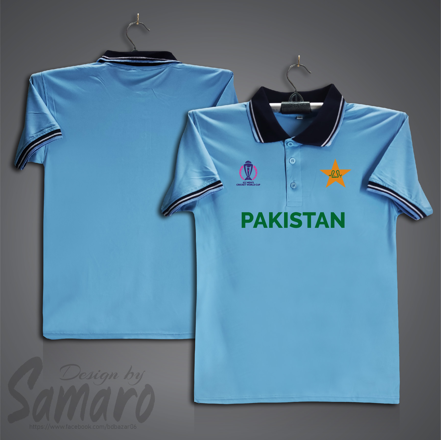 Picture of Pakistan icc Man's Cricket world Jersey - Pakistan Short Sleeve Polo Cricket Jersey For Men - Pakistan Cricket Jersey