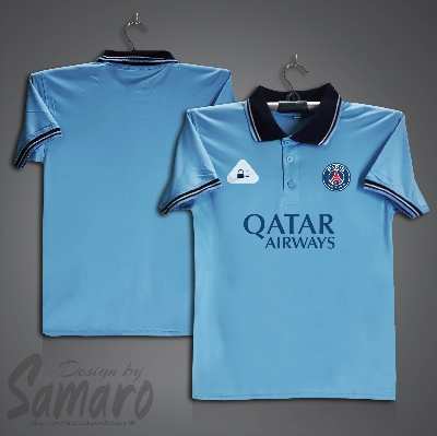 Picture of PSG Short Sleeve Polo Football Jersey For Men - PP Micro Collar Polo Jersey - PSG Jersey