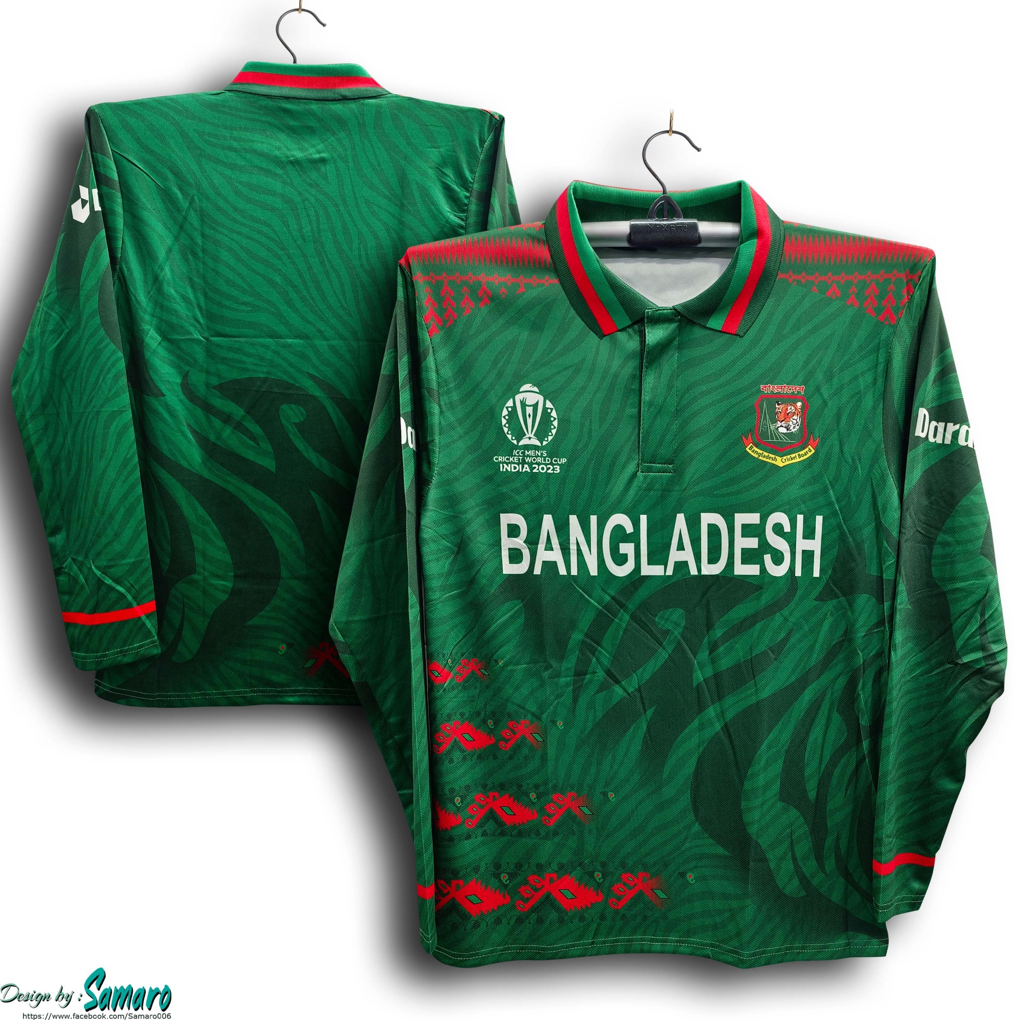 Picture of Bangladesh World Cup Jersey - 4part Full Sleeve Polo Jersey For Men - Bangladesh Cricket Jersey 2024-25