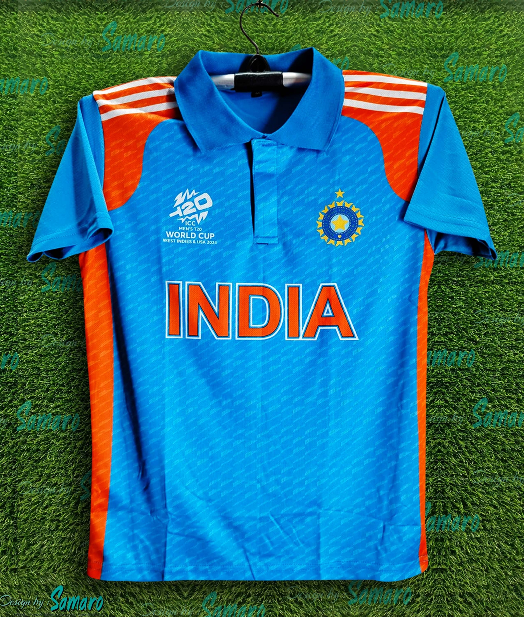Picture of India T20 World Cup Jersey - India Short Sleeve Collar Polo Jersey For Men - India Cricket Jersey 2024