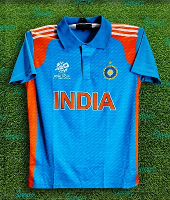 Picture of India T20 World Cup Jersey - India Short Sleeve Collar Polo Jersey For Men - India Cricket Jersey 2024