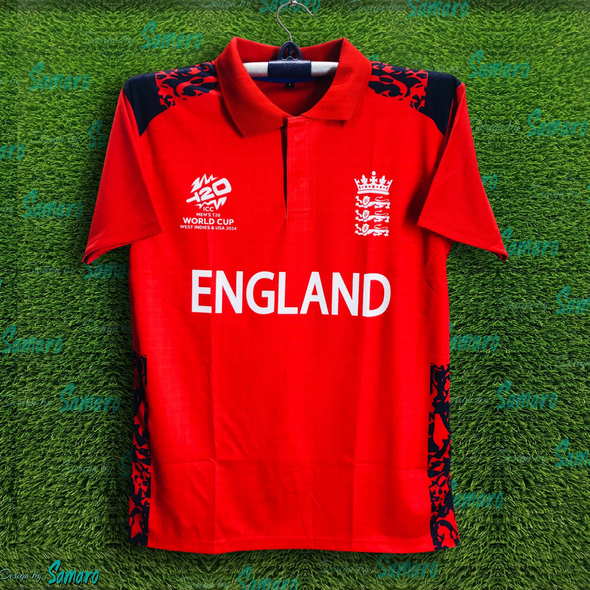 Picture of England T20 World Cup Jersey - England Short Sleeve Polo Jersey For Men - England Jersey 2025-26