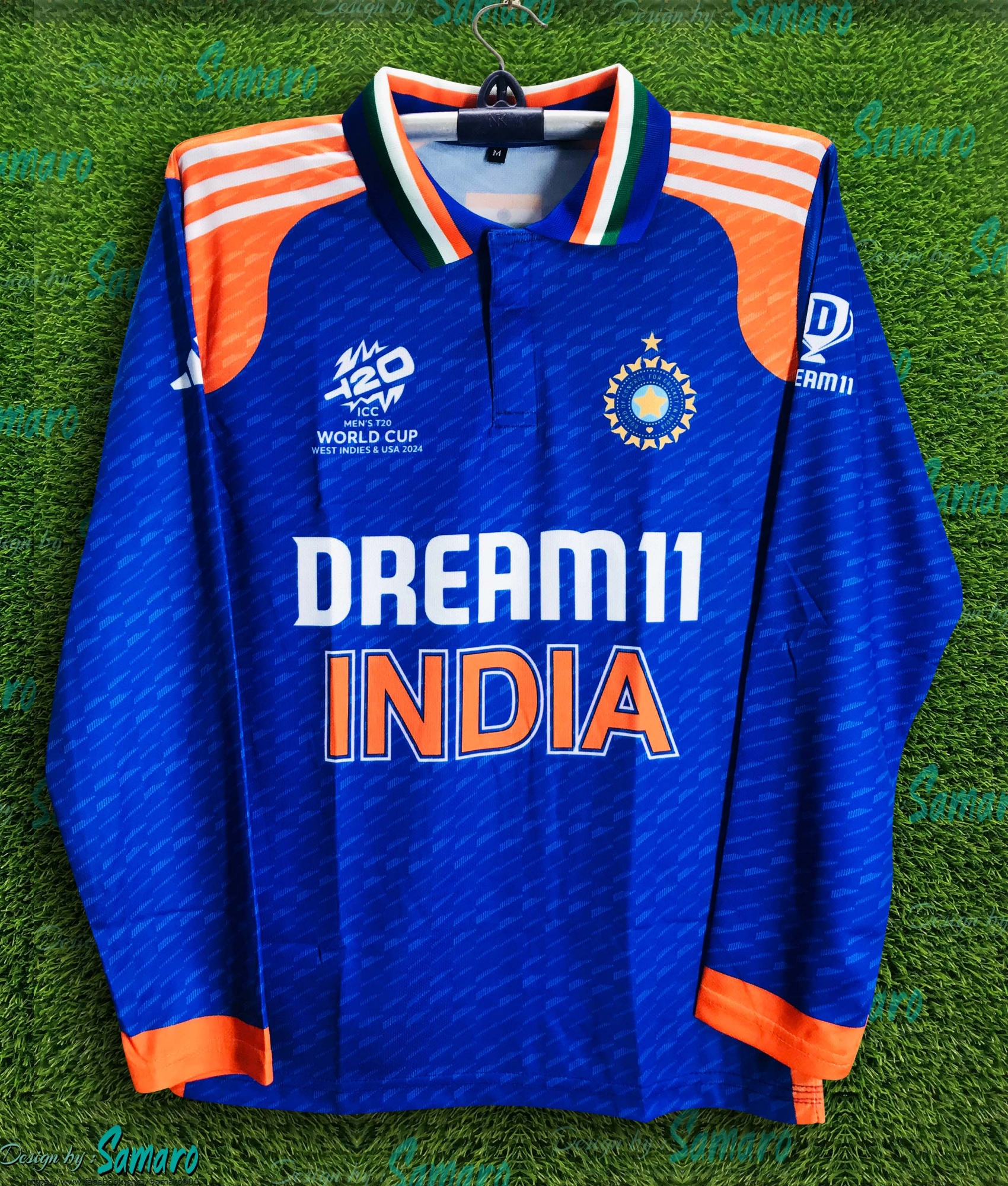 Picture of India T20 World Cup Jersey - India Full Sleeve Collar Polo Jersey For Men - India Cricket Jersey 2024-25