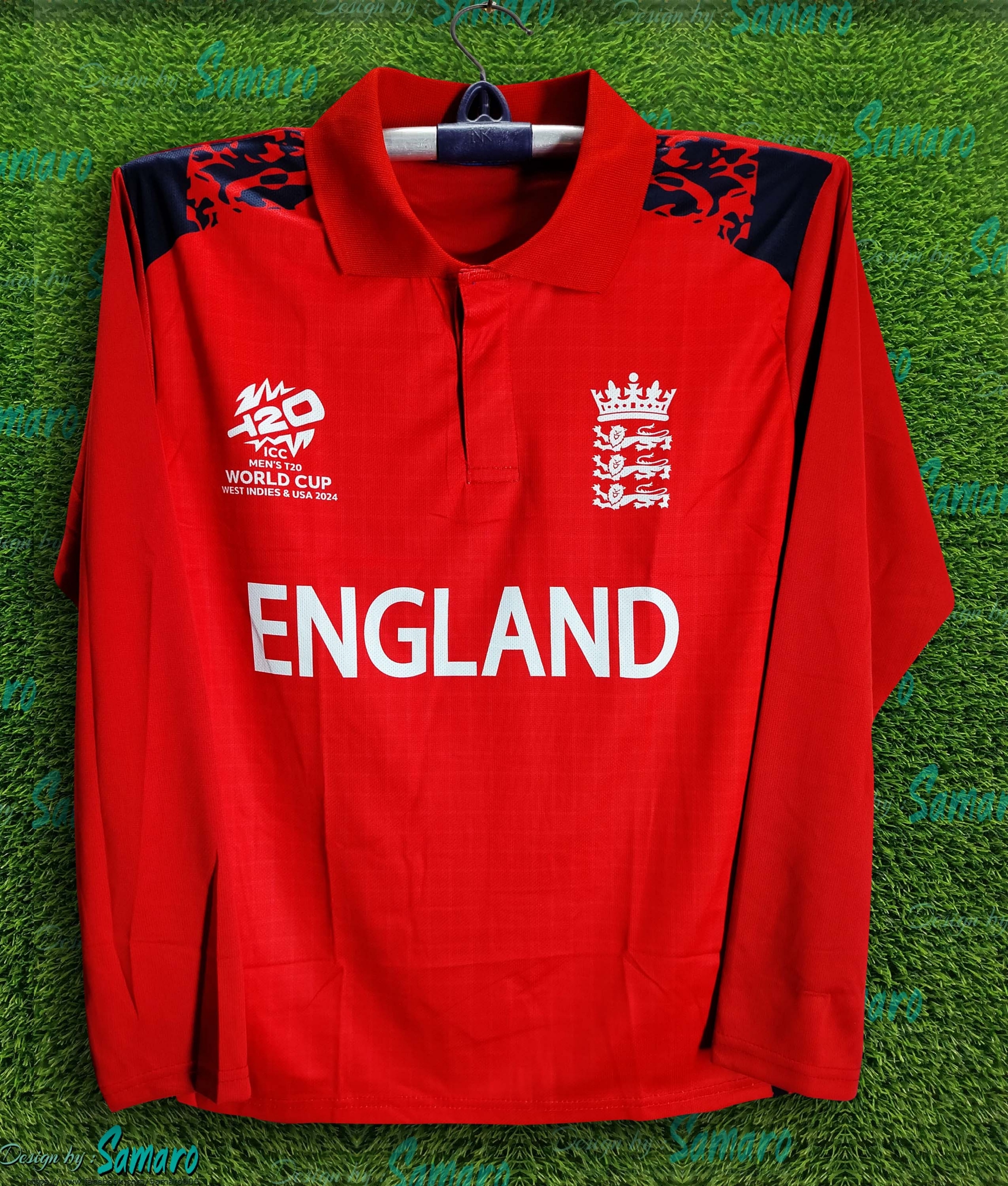 Picture of England T20 World Cup Jersey - Full Sleeve Collar Polo Jersey Jersey For Men - England Jersey 2024