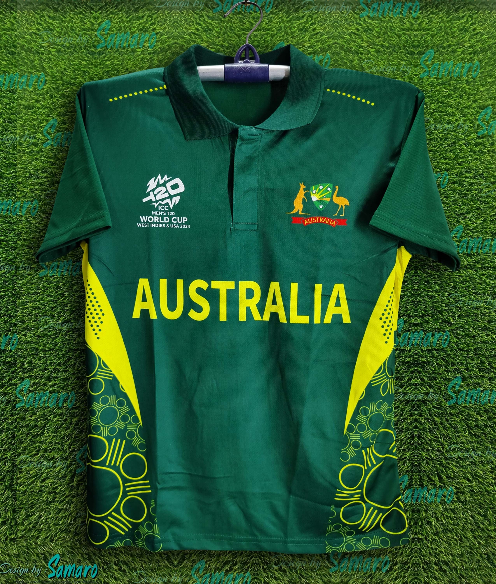 Picture of Australia T20 World Cup Jersey - Short Sleeve Collar Polo Jersey For Men - Australia Jersey 2024