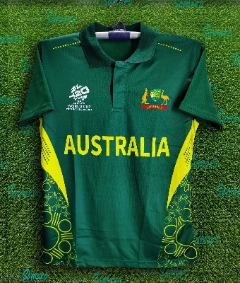 Picture of Australia T20 World Cup Jersey - Short Sleeve Collar Polo Jersey For Men - Australia Jersey 2024