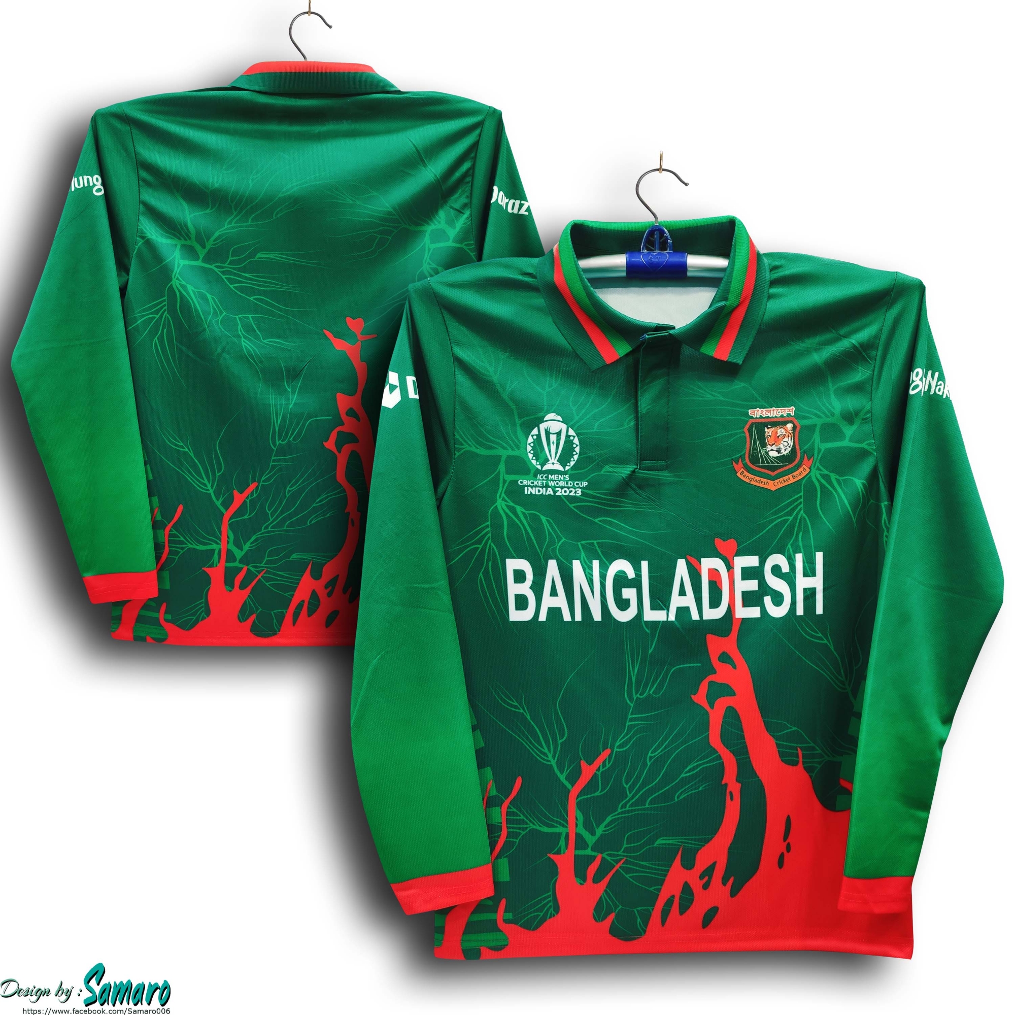 Picture of Bangladesh World Cup Jersey - Full Sleeve Polo Jersey For Men - Bangladesh Cricket Jersey 2024-25