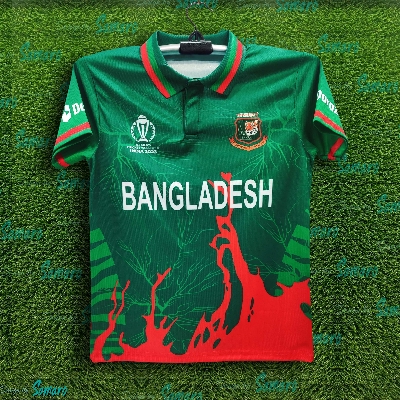 Picture of Bangladesh World Cup Short Sleeve Polo Cricket Jersey For Men - New Half Sleeve T Shirt - Bangladesh Cricket Jersey 2025/26