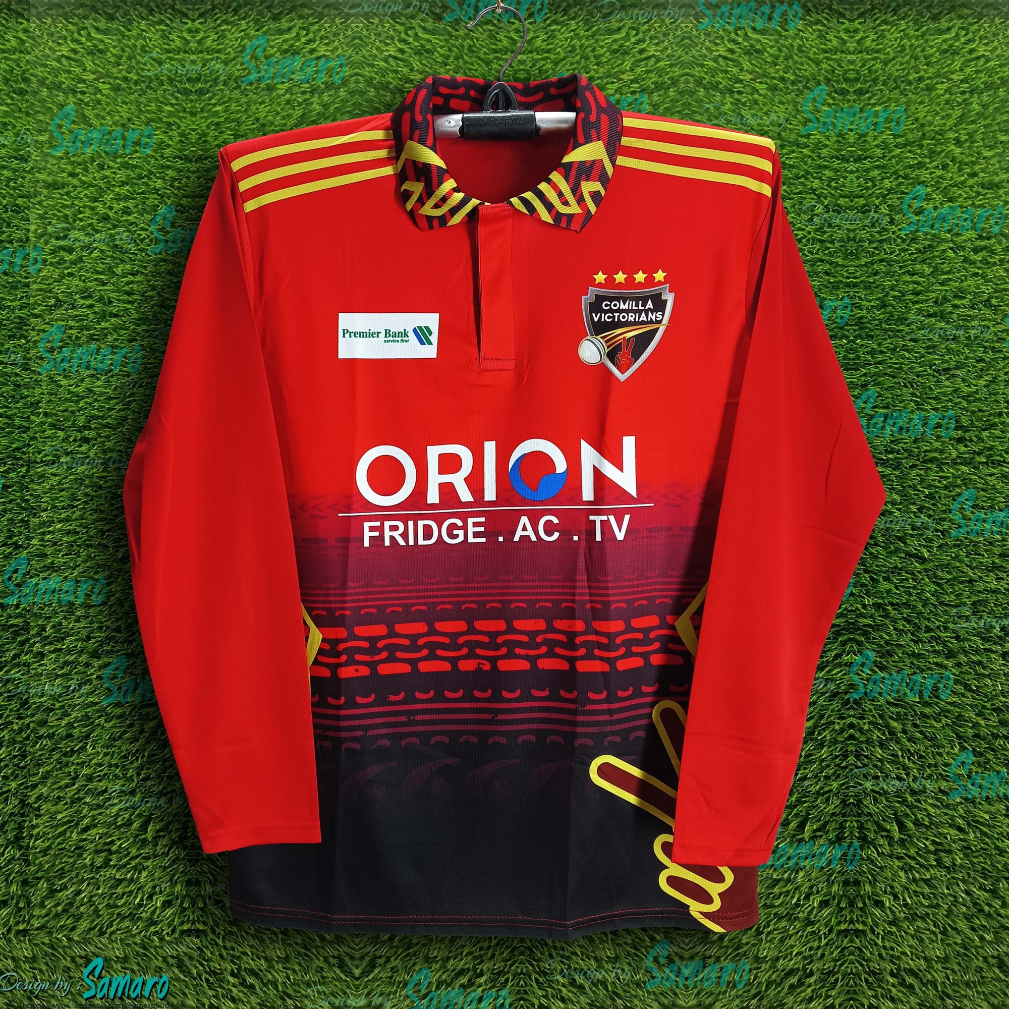 Picture of Comilla Victorians Full Sleeve Polo Cricket Jersey For Man - BPL Polo Jersey - Comilla Jersey 2024-2025