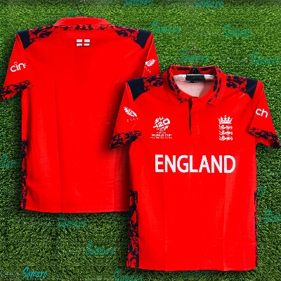 Picture of England T20 World Cup Jersey - England 4part Short Sleeve Polo Jersey For Men - England Cricket Jersey 2024-25
