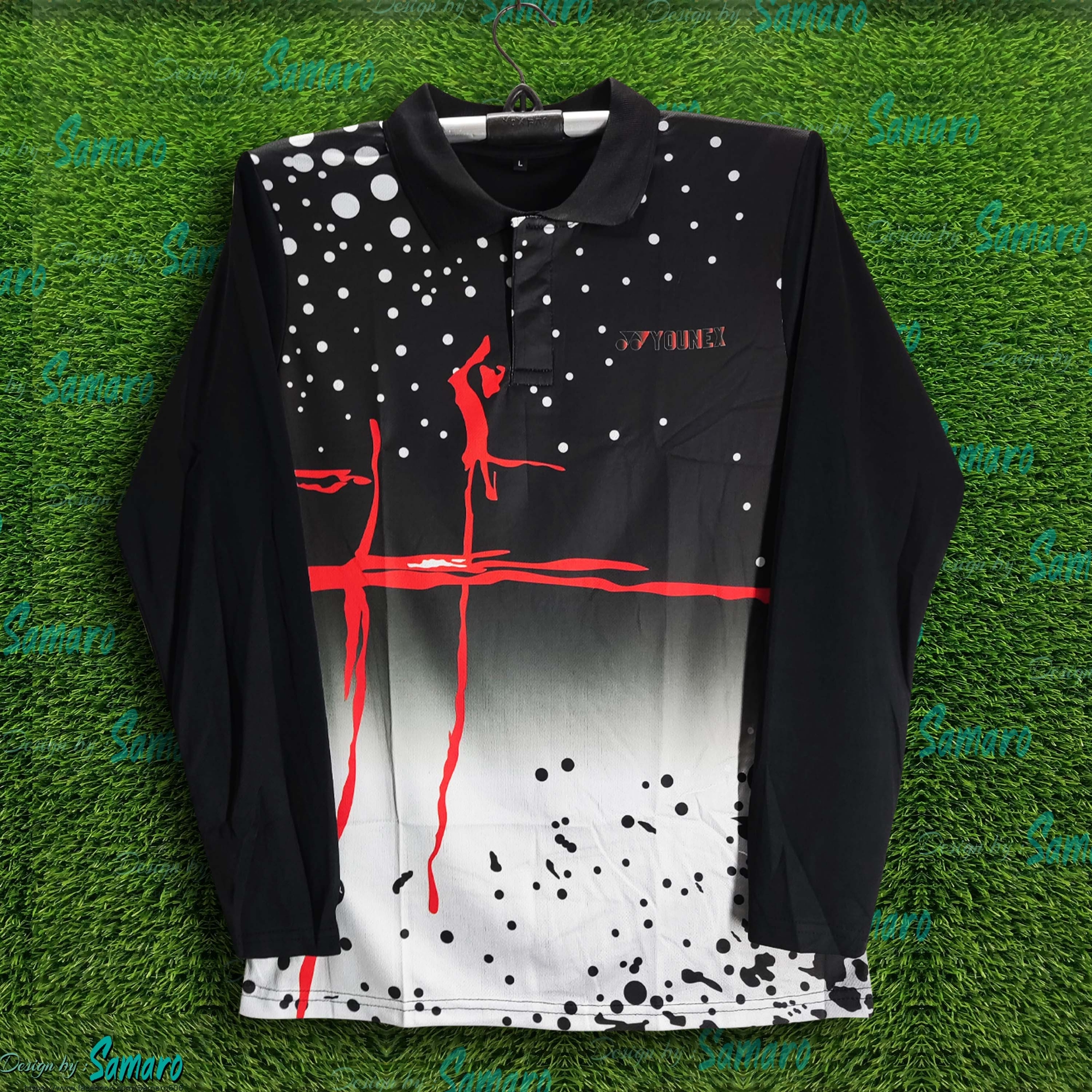 Picture of Stylish and Comfortable Yonex Full Sleeve Collar Jersey For Men - Long Sleeve T Shirt For Men - Polo Jersey