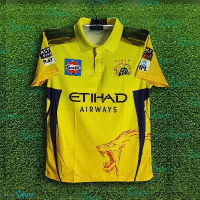 Picture of Chennai Super King Premium Short sleeve Polo Cricket Jersey For Men - CSK Half Sleeve IPL T Shirt - Chennai Jersey 2025-26