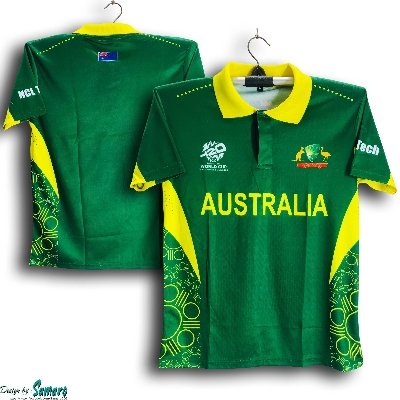 Picture of Australia T20 World Cup Jersey - Short Sleeve Polo Jersey For Men - Australia Cricket Jersey 2025/26