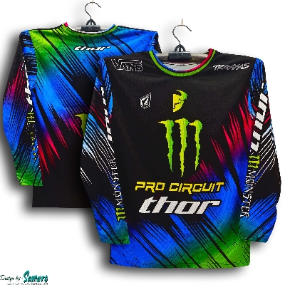 Picture of Monster Full Sleeve Bike Jersey For Men - Pro Circuit Thor Jersey - Monster Bike Jersey