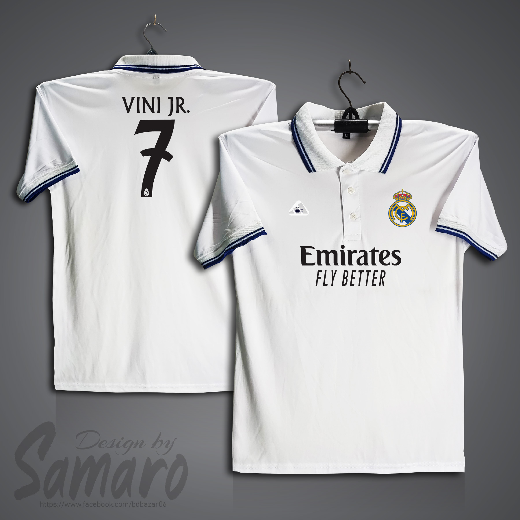 Picture of Real Madrid Short Sleeve Polo Football Jersey for Men - Vini JR 7 Polo Jersey - Real Madrid Jersey