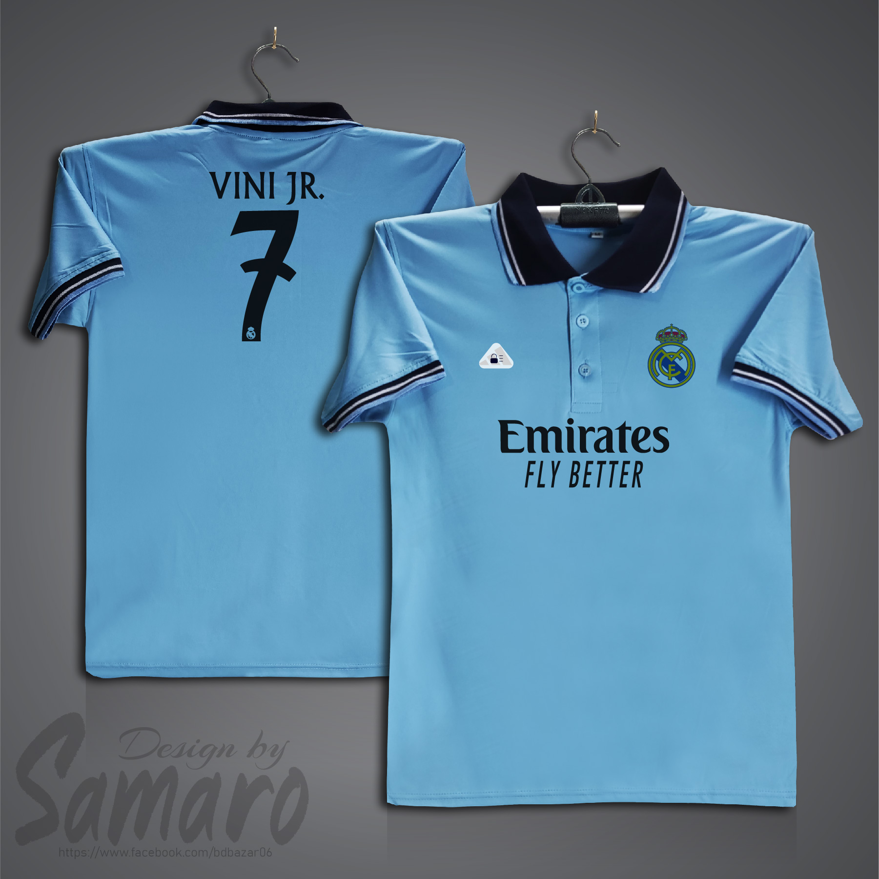 Picture of Real Madrid Short Sleeve Polo Football Jersey for Men - Vini JR 7 Polo Jersey - Real Madrid Jersey
