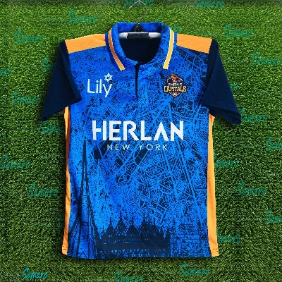 Picture of Dhaka Capaitals Short Sleeve Polo Cricket Jersey For Men - BPL Short Sleeve T Shirt - Dhaka Capaitals Jersey 2025/26