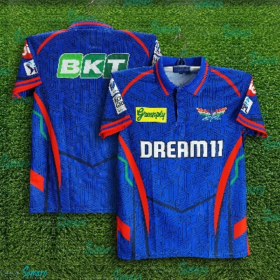 Picture of Lucknow Super Giants Premium IPL Jersey For Men - LSG Half Sleeve Polo Cricket Jersey - Lucknow Jersey 2025