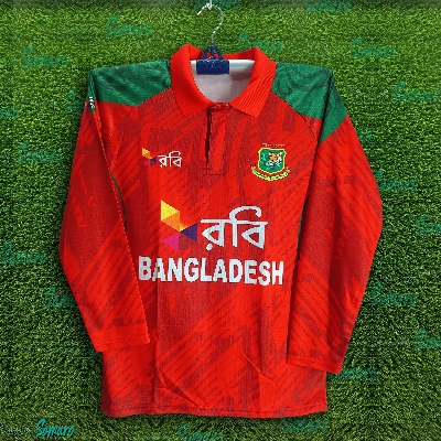 Picture of Bangladesh ODI Jersey 2025/2026 Full Sleeve Collar Polo Cricket Jersey For Men - Long Sleeve Polo - Bangladesh Cricket Jersey 2025