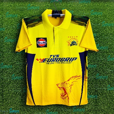 Picture of Chennai Super King Short Sleeve Collar Polo IPL Jersey For Men - CSK IPL Jersey - Chennai Jersey 2024-2025