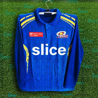 Picture of Mumbai Full Sleeve Polo IPL Cricket Jersey For Men - Mi Long Sleeve IPL Jersey - Mumbai Jersey 2025