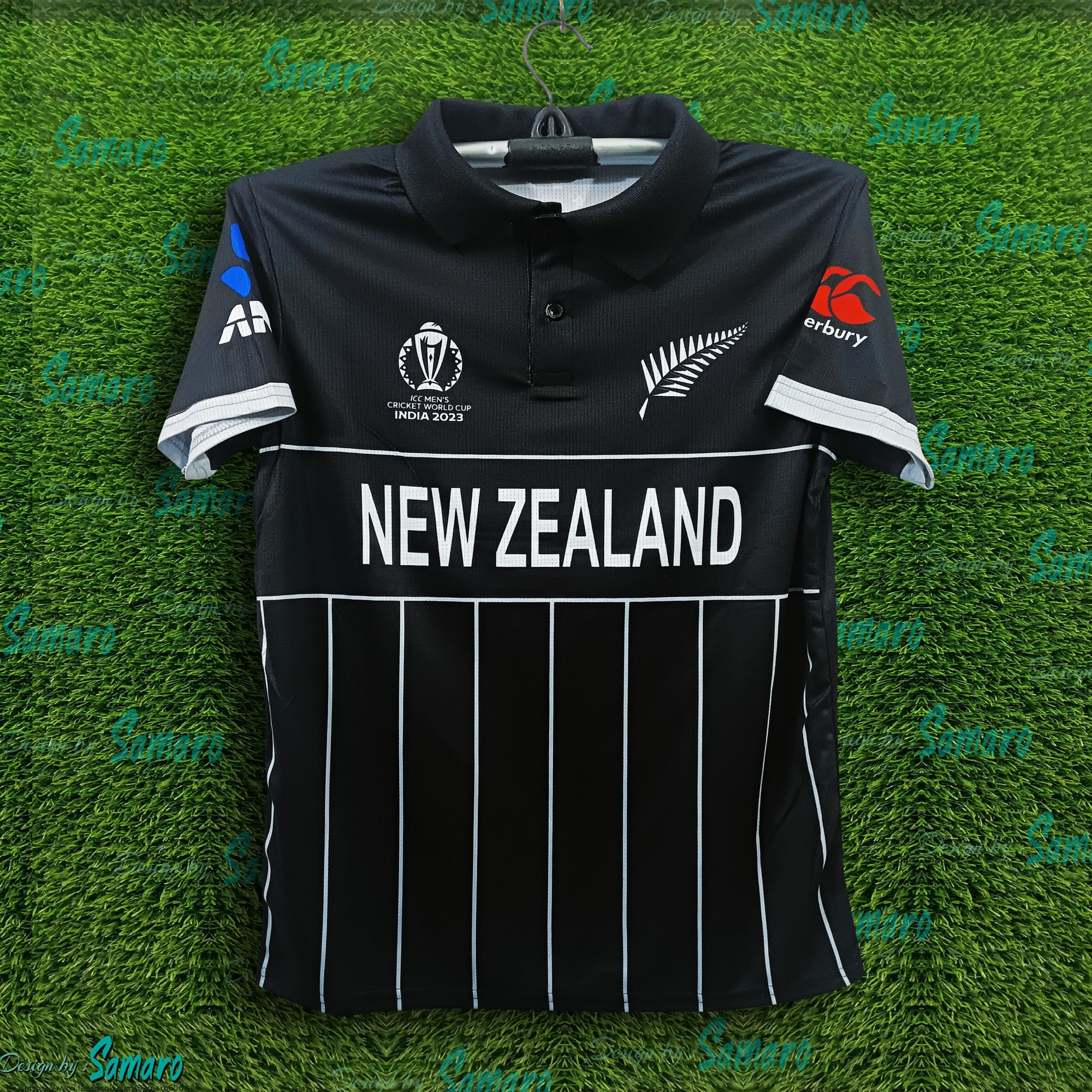 Picture of New Zealand World Cup Jersey - Short Sleeve Collar Polo Cricket Jersey For Men - New Zealand Jersey 2024-2025