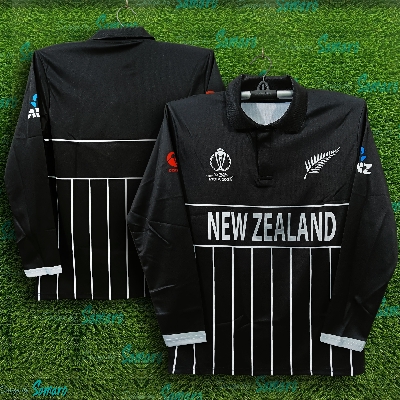 Picture of New Zealand World Cup Jersey - Full Sleeve Collar Polo Cricket Jersey For Men - New Zealand Jersey 2024-2025