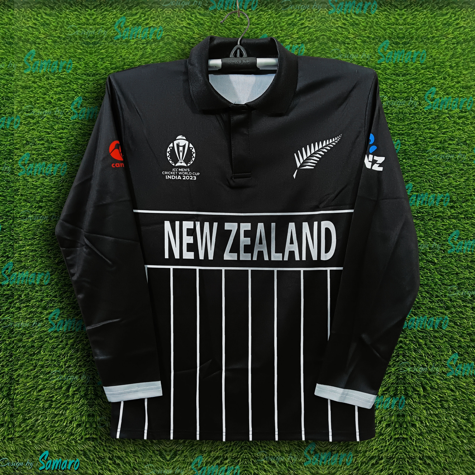 Picture of New Zealand World Cup Jersey - Full Sleeve Collar Polo Cricket Jersey For Men - New Zealand Jersey 2024-2025