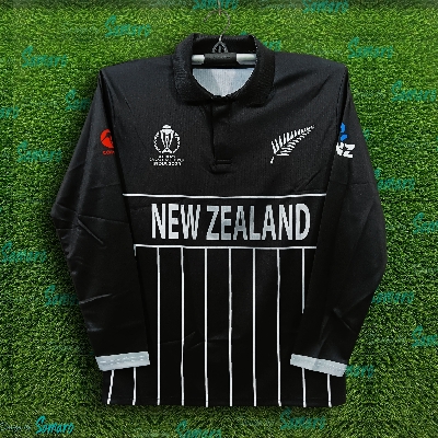 Picture of New Zealand World Cup Jersey - Full Sleeve Collar Polo Cricket Jersey For Men - New Zealand Jersey 2024-2025