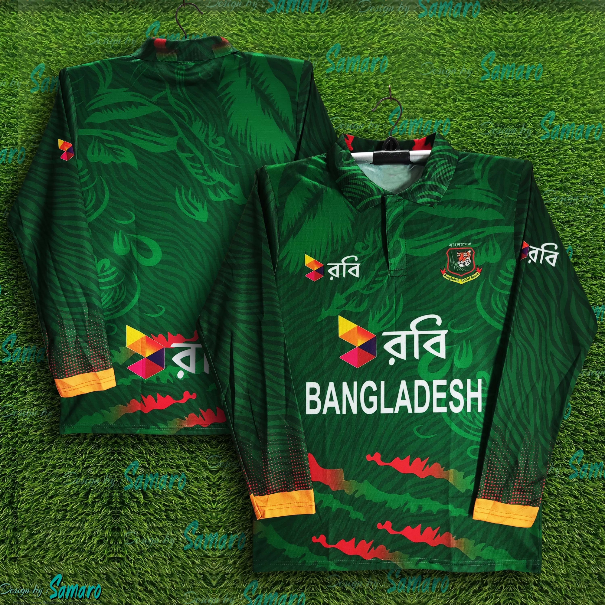 Picture of Robi Bangladesh Full Sleeve Collar Polo Cricket Jersey For Men - Bangladesh Cricket Jersey 2025-26