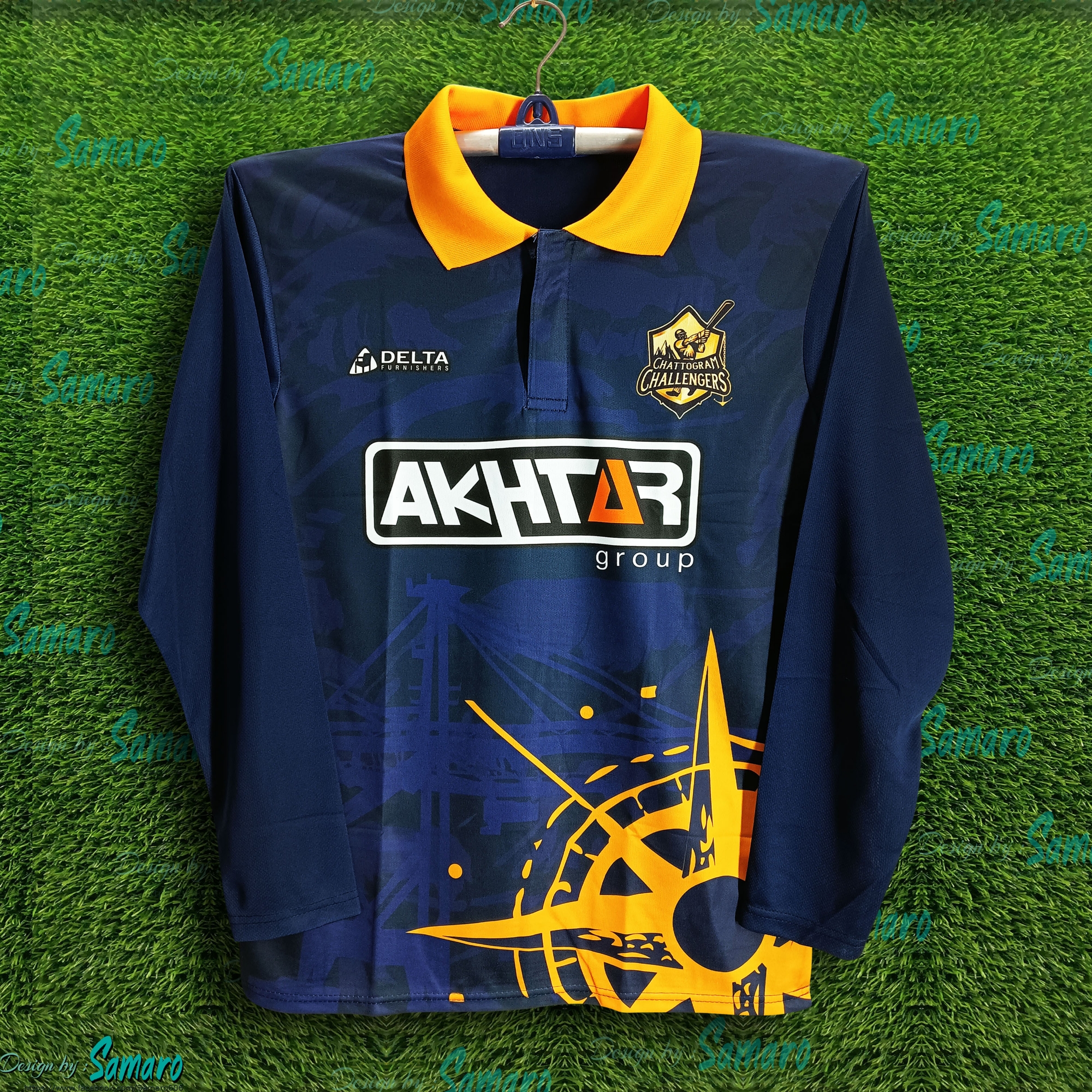 Picture of Chittagong challengers Full Sleeve Collar Polo Cricket Jersey For Man - BPL Polo Jersey - Chittagong Jersey 2024-2025