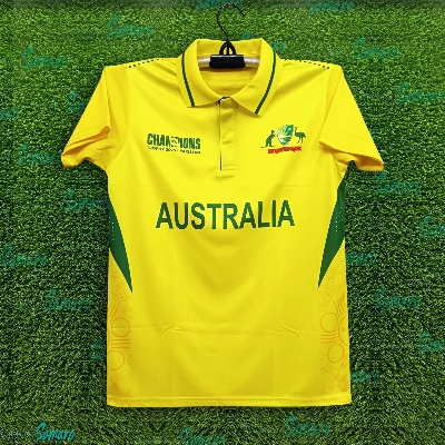 Picture of Australia Champions Trophy Jersey For Man - Short Sleeve Polo Jerset - Australia Cricket Jersey 2025-26