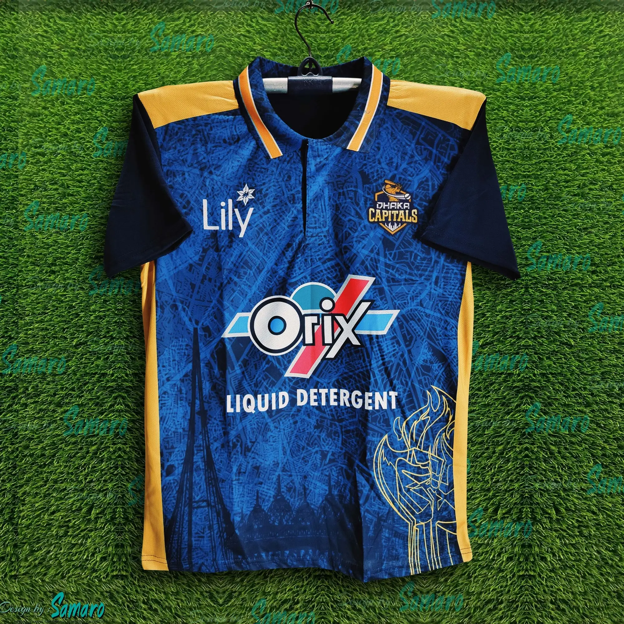 Picture of Dhaka Capaitals BPL Short Sleeve Polo Cricket Jersey For Men - BPL Half Sleeve T Shirt - Dhaka Jersey 2025-26