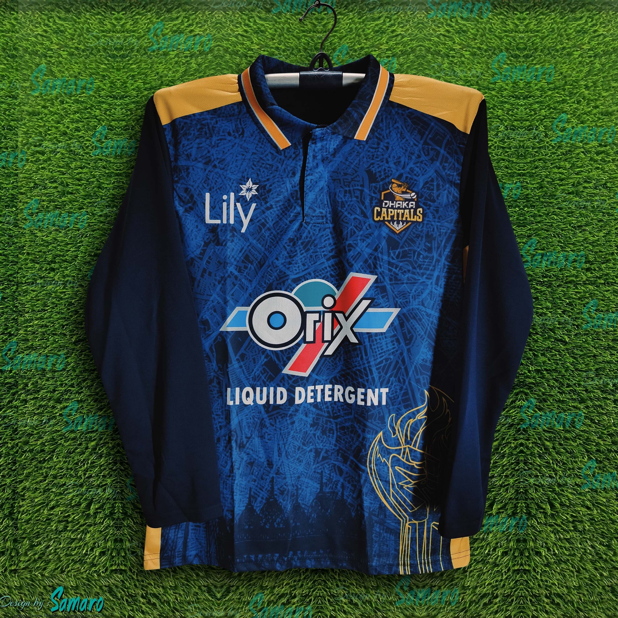 Picture of Dhaka Capaitals Full Sleeve Cricket Jersey For Men - BPL Long Sleeve Polo T Shirt - Dhaka Jersey 2025-26