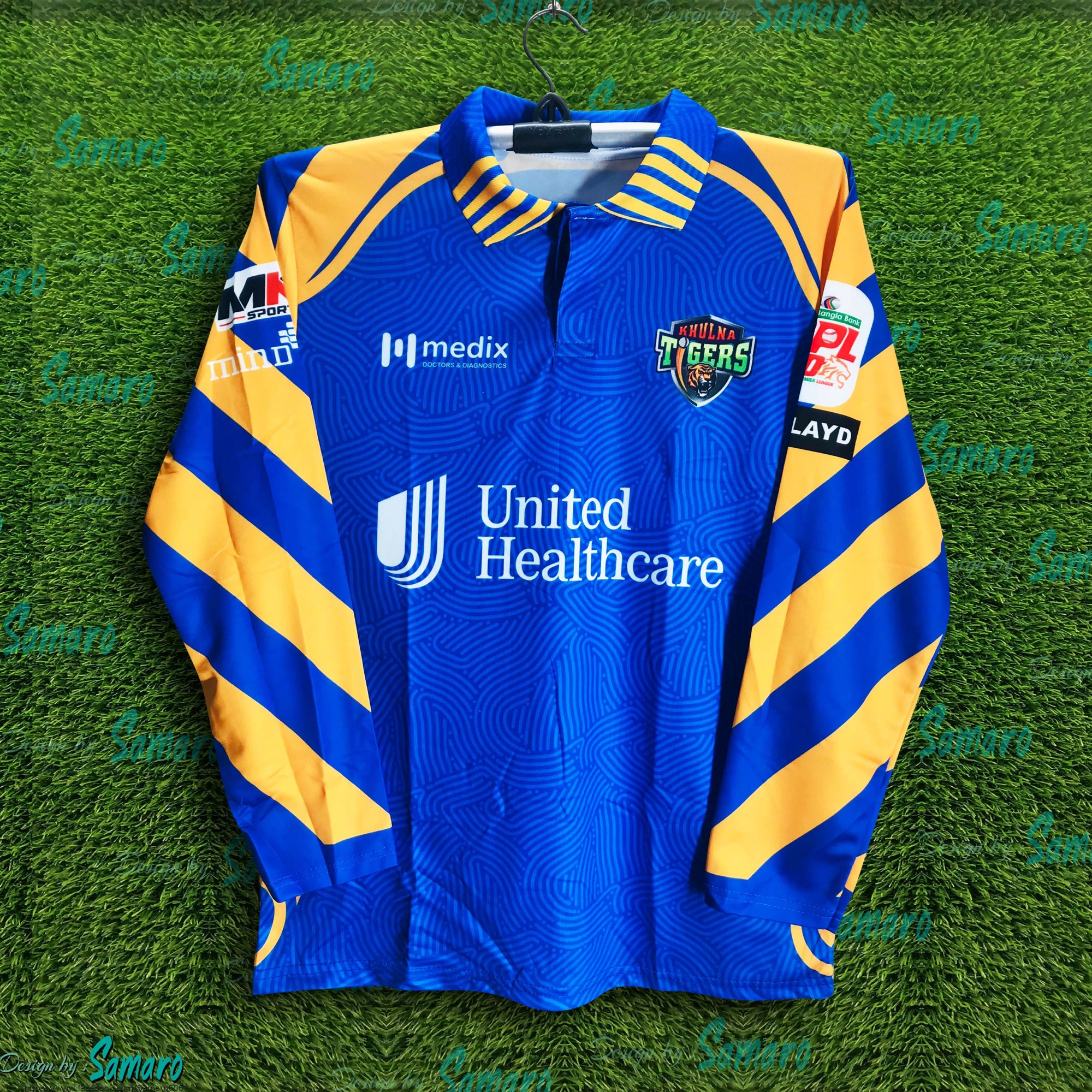 Picture of Khulna Tigers Premium Full Sleeve Polo Cricket Jersey For Men - BPL Long Sleeve T Shirt - Khulna Jersey 2025-26