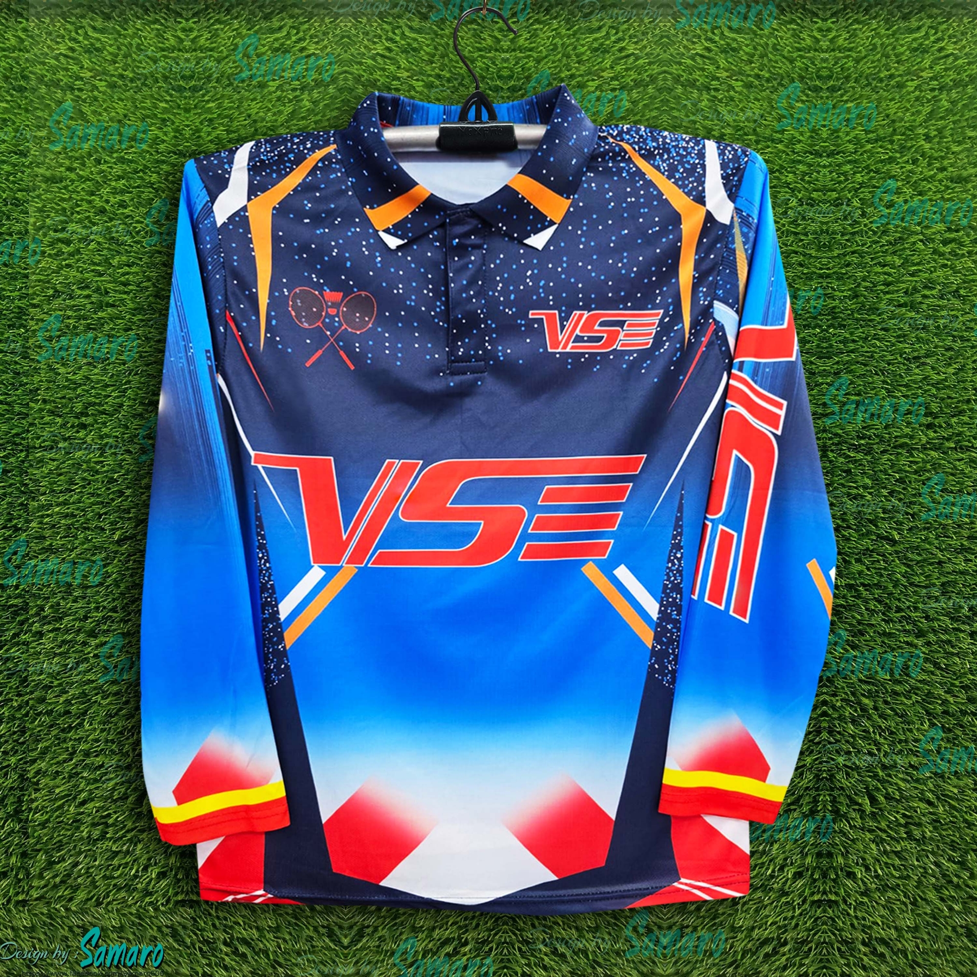 Picture of VS Long Sleeve Polo Jersey 2025/2026 Thai Premium Jersey For Men - Winter & Bike t shirt - VS Badminton Jersey 2025