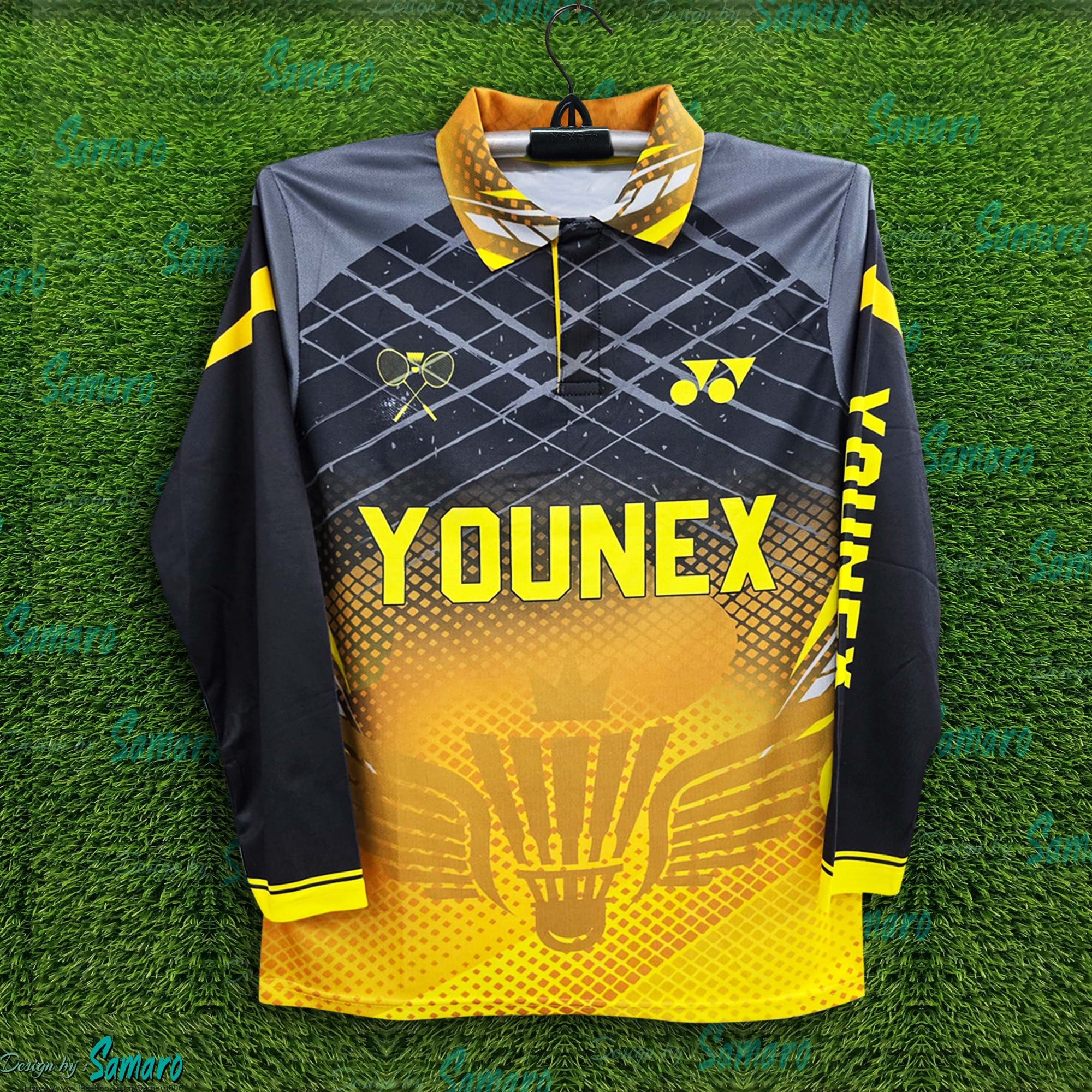 Picture of Yonex Long Sleeve Polo Jersey 2025/2026 Thai Premium Jersey For Men - Winter & Bike t shirt - Younex Badminton Jersey 2025