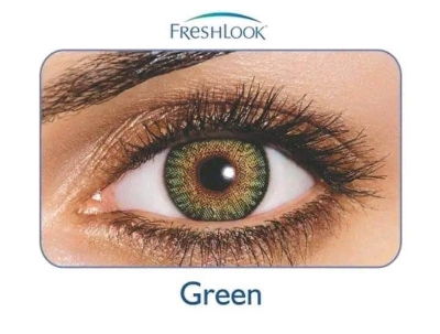 Picture of Freshlook contac lens full set green color with travel kitbox solution