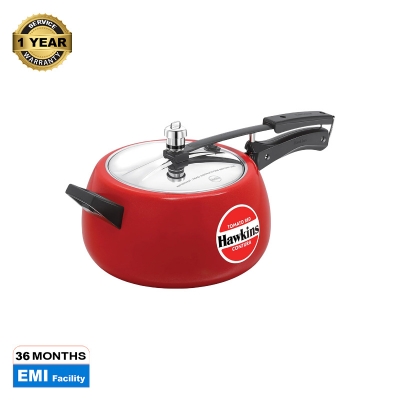 Picture of Hawkins  Contura Pressure Cooker, Ceramic Coated Handi Inner Lid Cooker, Tomato Red-5 ltr 