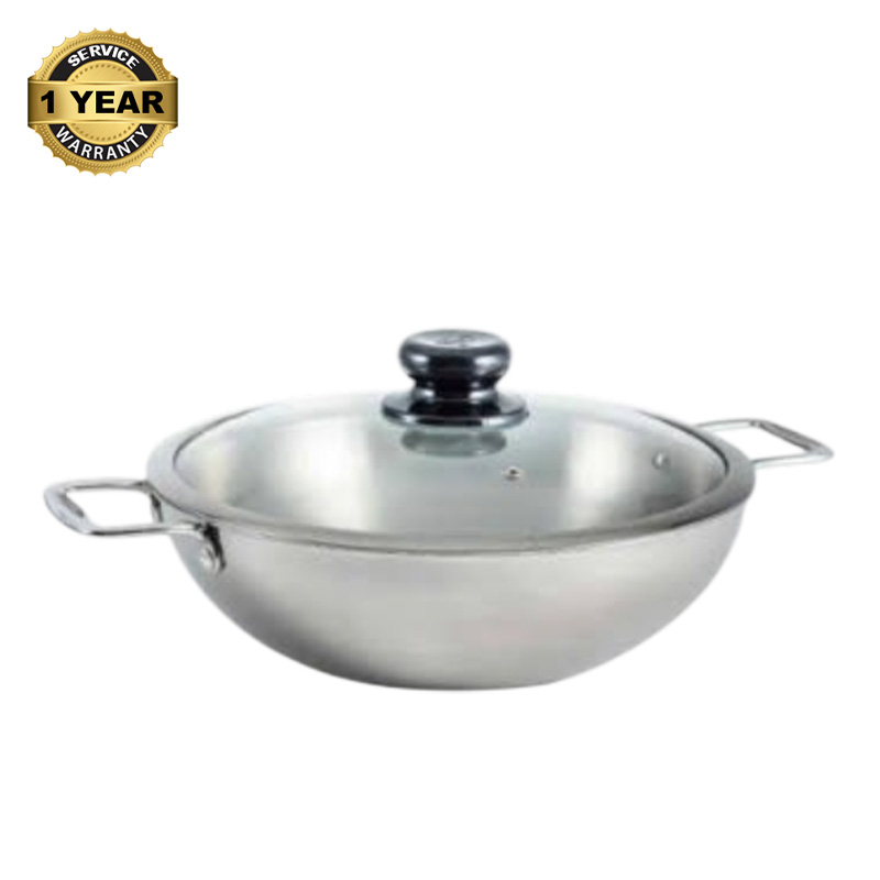Picture of SKB 3 Layer Wok with Glass Lid, SuS304 Food Grade made by Stainless steel material 30 CM
