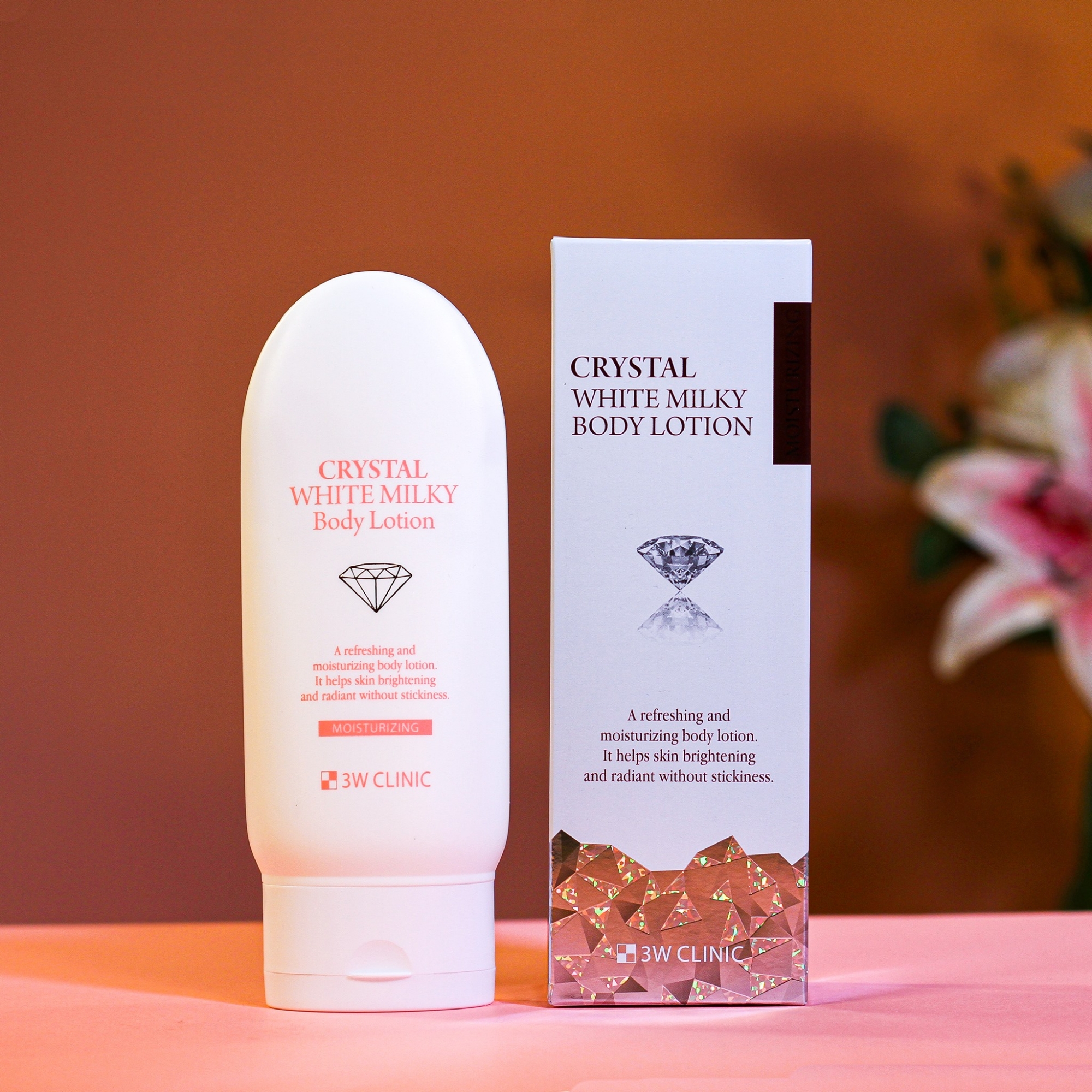 Picture of International Korean Product Skin care 3W CLINIC CRYSTAL WHITE MILKY Body Lotion used for male/female - 150 gm
