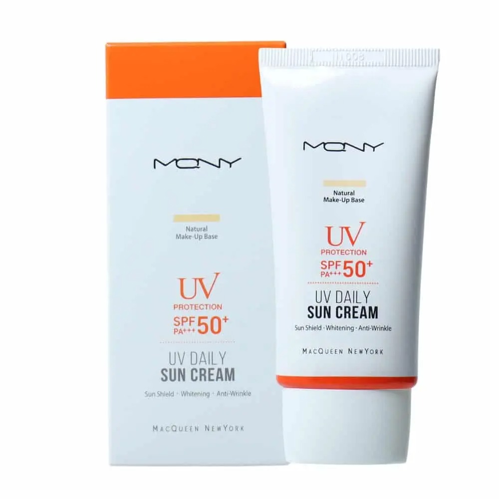 Picture of International Korean Product Skin care SUN CREAM Macqueen Newyork Natural make up base Finish sun cream SPF 50+ used for male/female - 50 gm