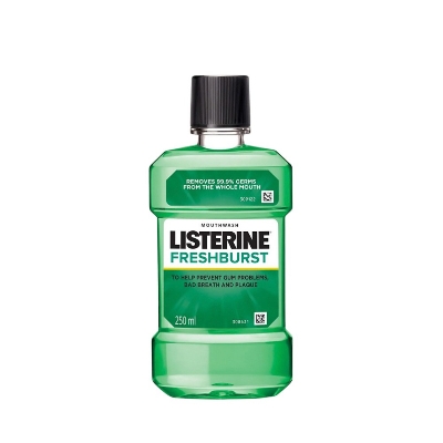 Picture of International European Product Listerine Fresh Burst Mouthwash Liquid, for fresh breath, Removes 99.9% Germs, 250ml