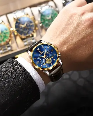 Picture of Poedagar 996 Leather Analog Watch for Men - Watch For Men - Watch - ঘড়ি