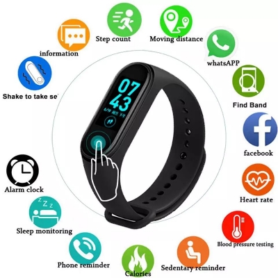 Picture of M4 Fitness Bracelet OLED Color Touch Screen Smart Wristband Global Version - Black - Watch